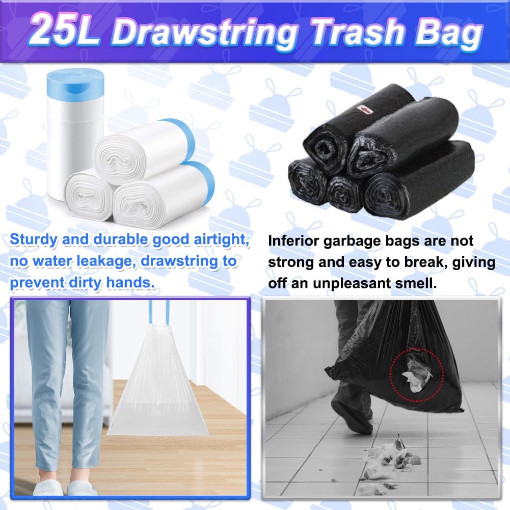 Detalle de AOSULI 25L Bin Liners with Drawstring Tie Handle 🗑