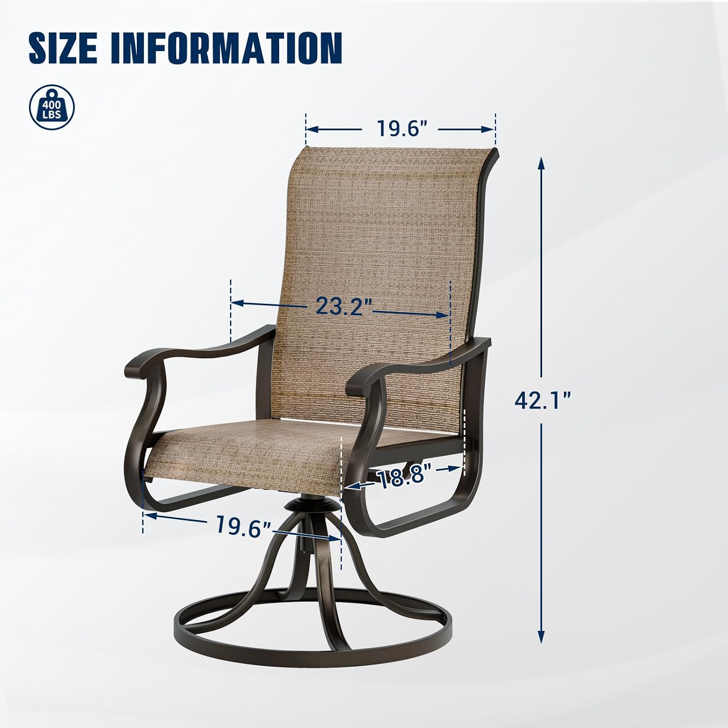 Detalle de UDPATIO 4890981 Patio Swivel Dining Chairs, Set of 6, Brown