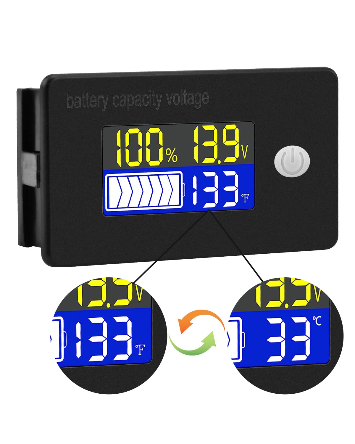 Thumbnail 3 de VOKTTA batterijmonitor met alarm, lcd-kleurenscherm en externe temperatuursensor