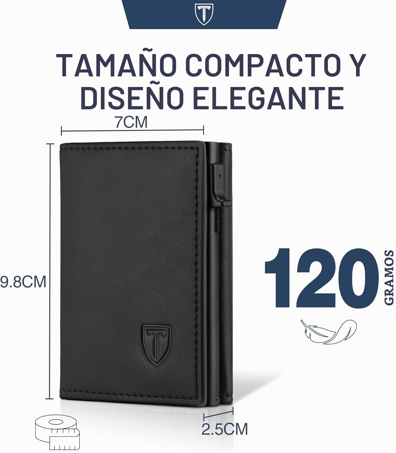 Detalle de TEEHON Cartera Hombre de Cuero con Bloqueo RFID y Tarjetero Emergent