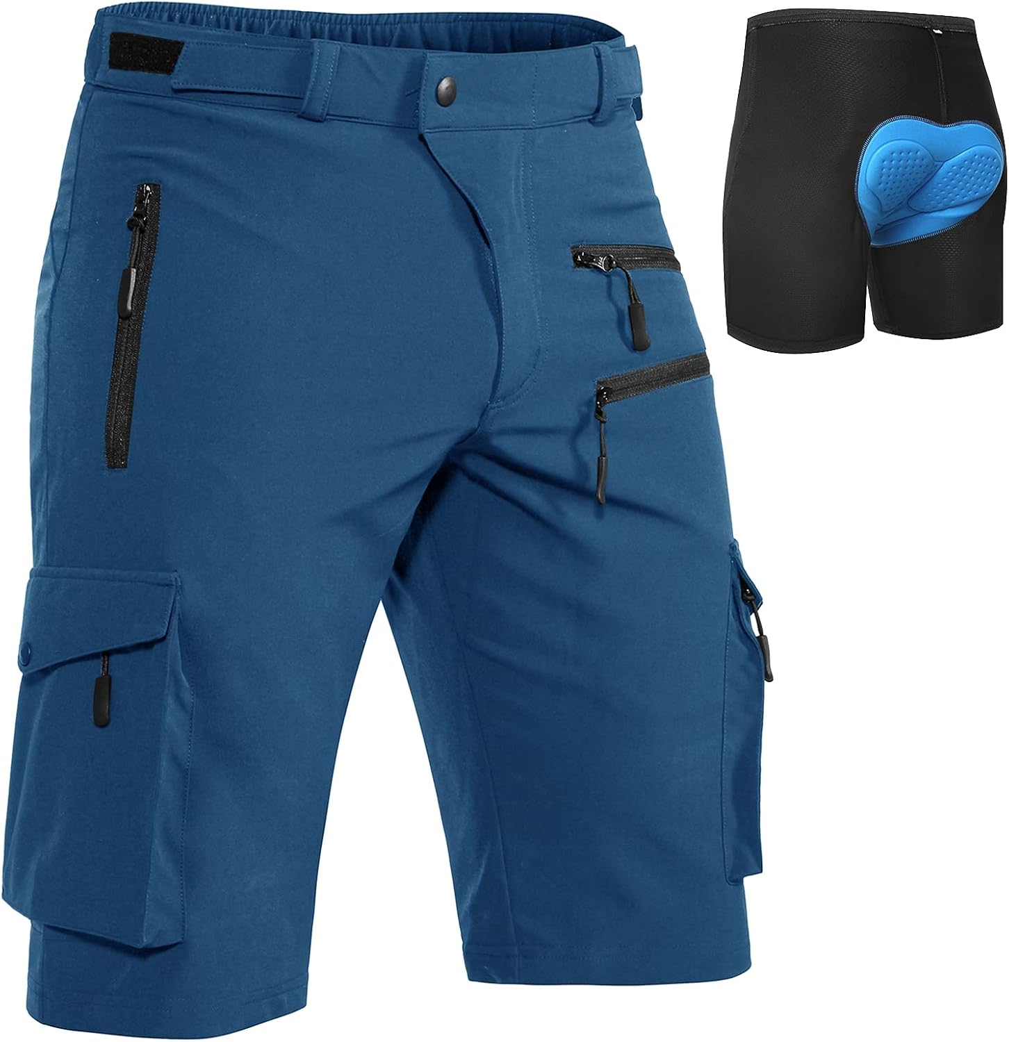 Detalle de Hiauspor MTB-Hose Herren – Kurz, schnelltrocknend, atmungsaktiv und mit 3D-Gel-Polsterung
