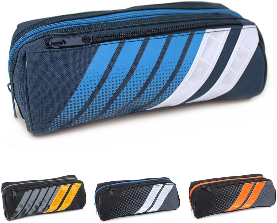 Thumbnail 6 de Fashion Stationery Pencil Case – Large Capacity Two‑Zip Case for Students (Black, Orange & Grey)