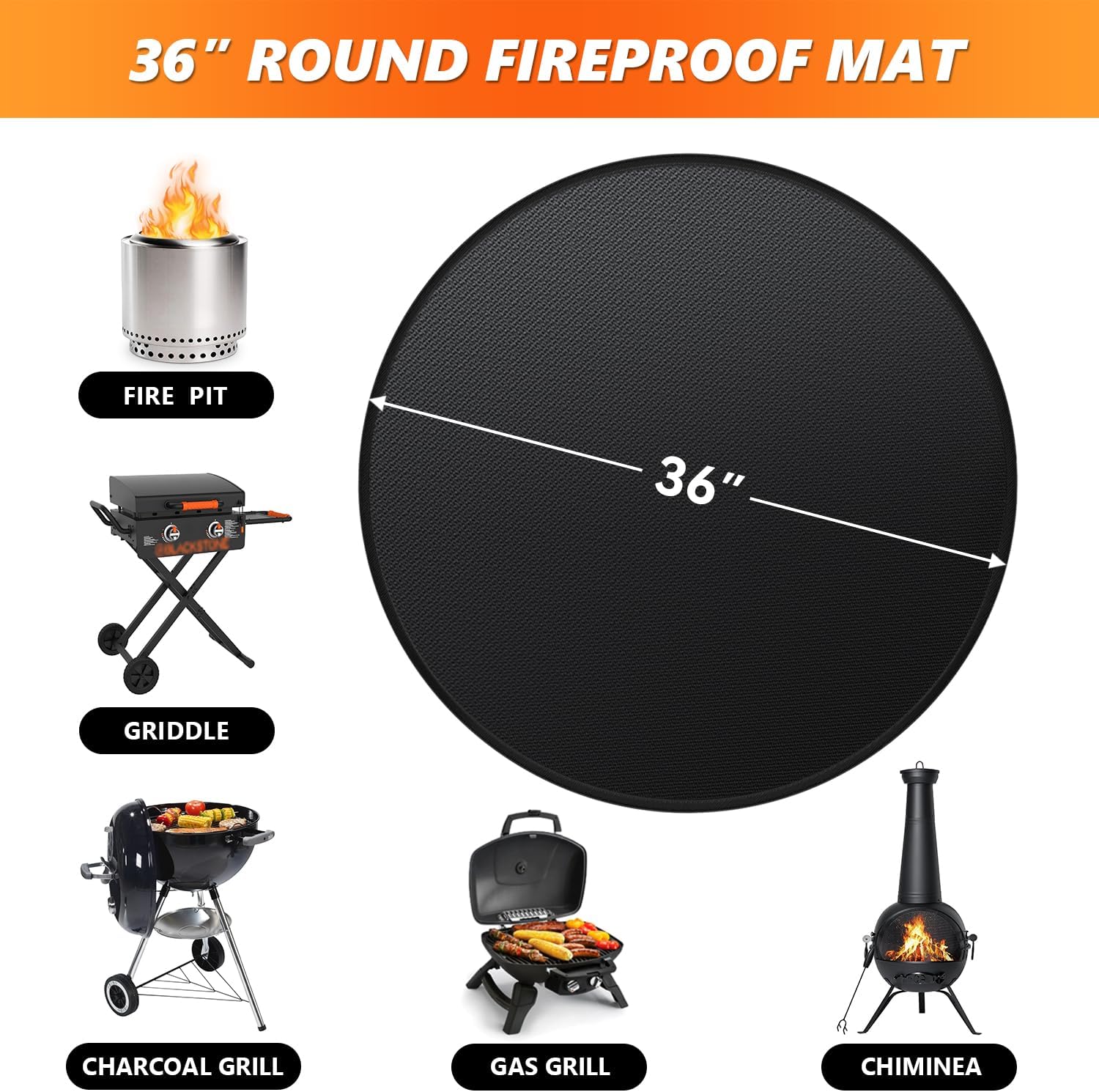 Detalle de Huchiz Fire Pit Chiminea Mat, 36-Inch Round Double-Sided Protector