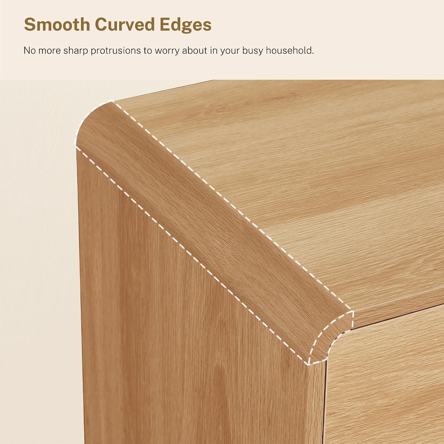 Detalle 2 de TEENFON dressers 55-Inch 6-Drawer Dresser, Natural Finish with Curved Profile