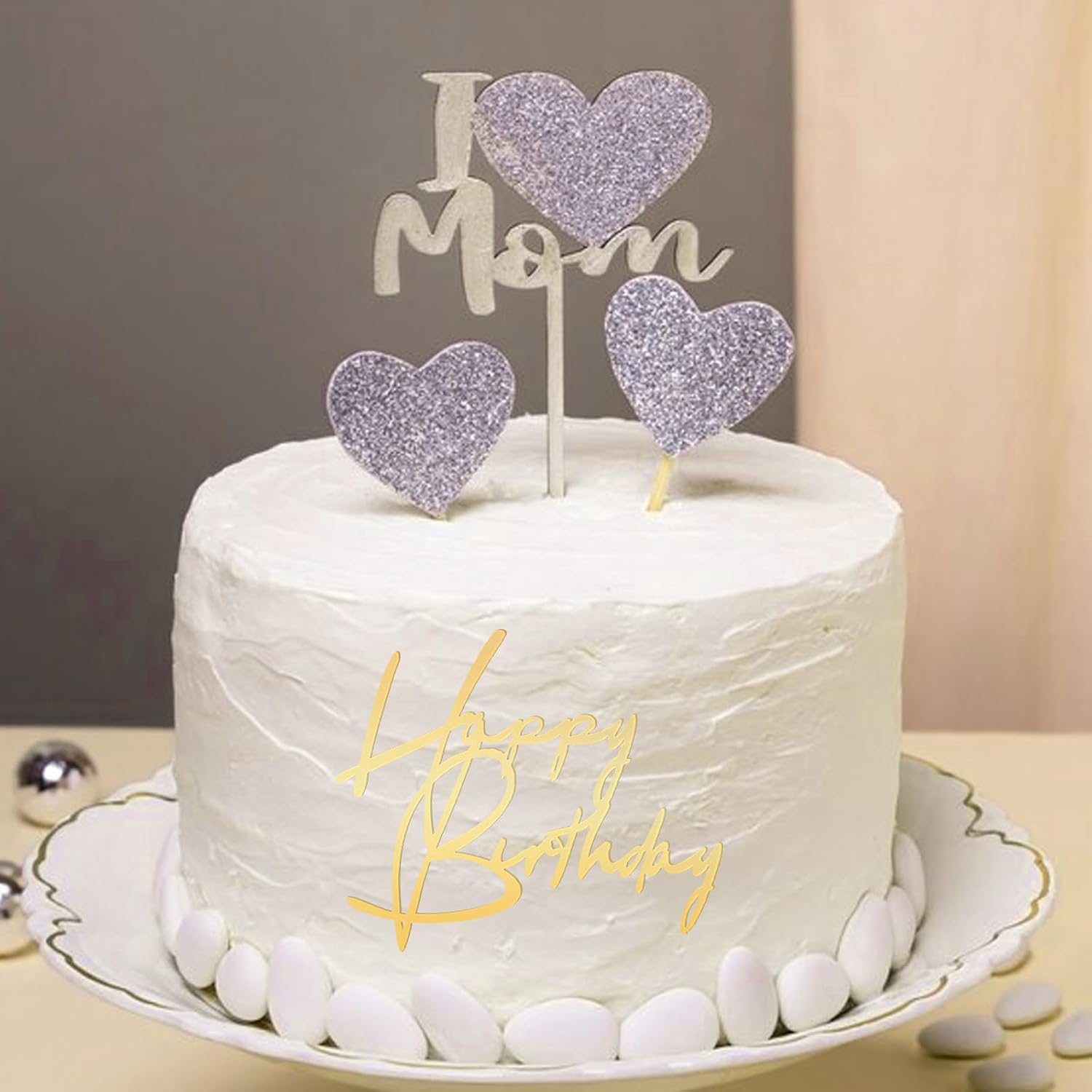 Detalle 2 de 6 pcs Happy Birthday Cake Toppers Gold Mirror Acrylic Cake Decorations