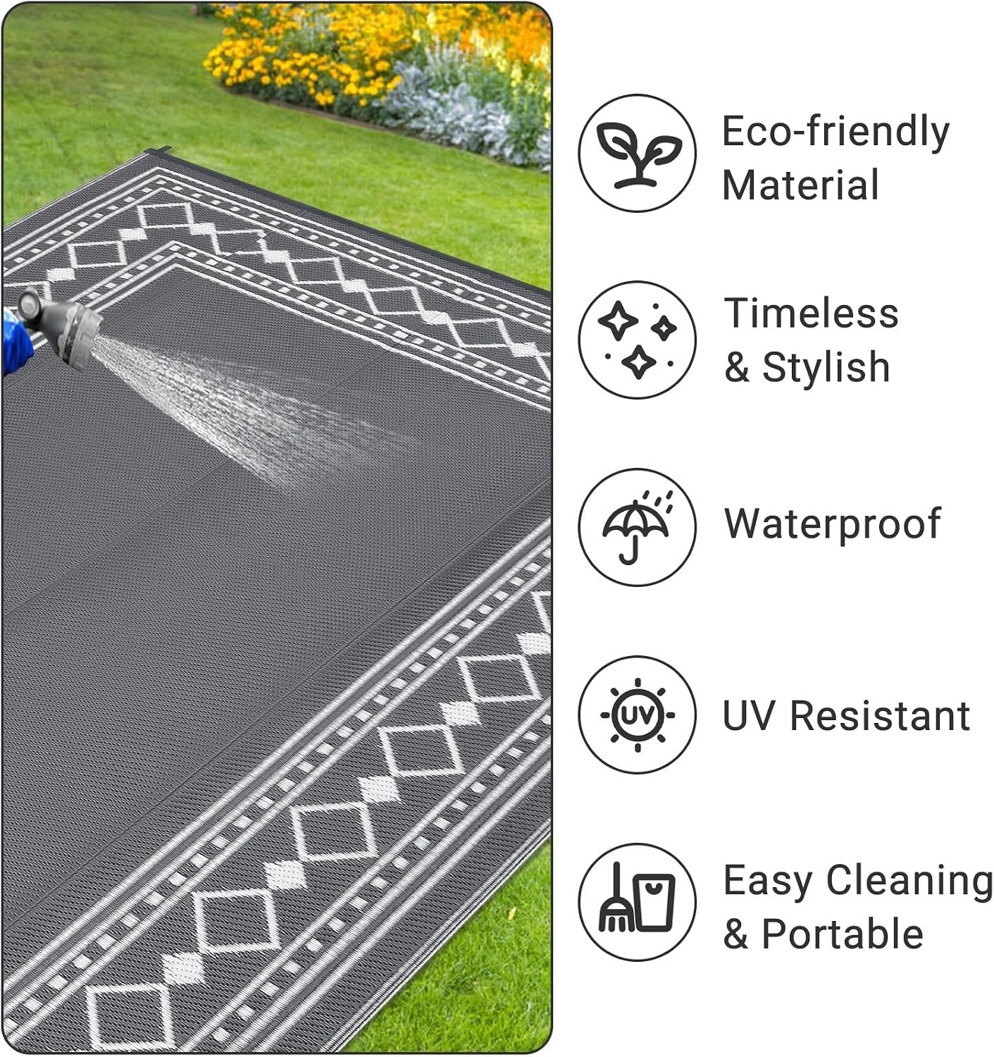 Detalle de CAROMIO outdoor plastic straw rug 270 x 360 cm