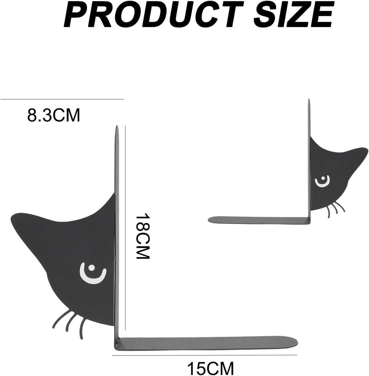 Detalle de Metal Cat Bookends for Books, Heavy Duty