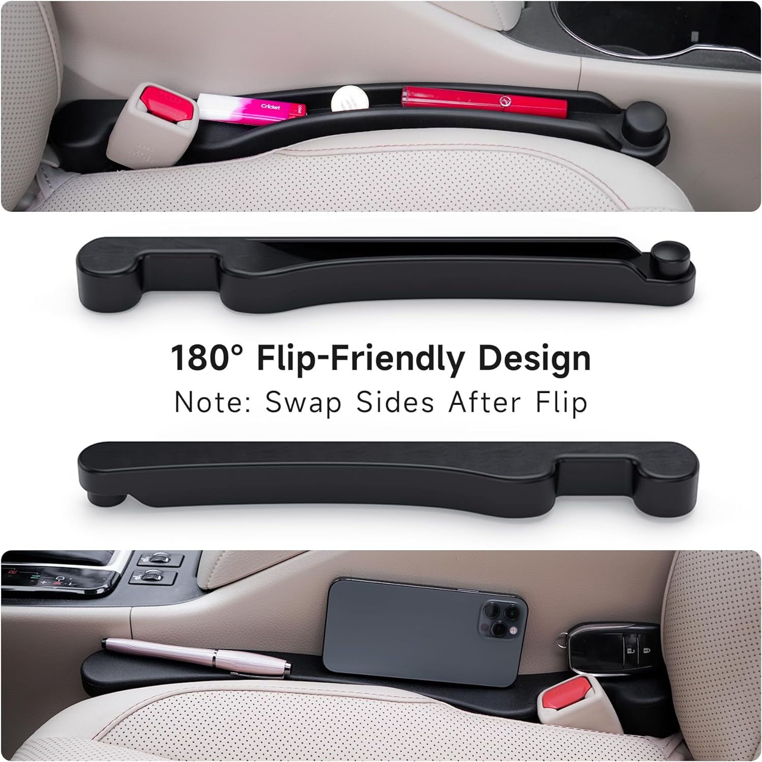 Thumbnail 6 de Givifive Car Seat Gap Filler Set of 2 with Organizer & Hook Function (Universal Fit)