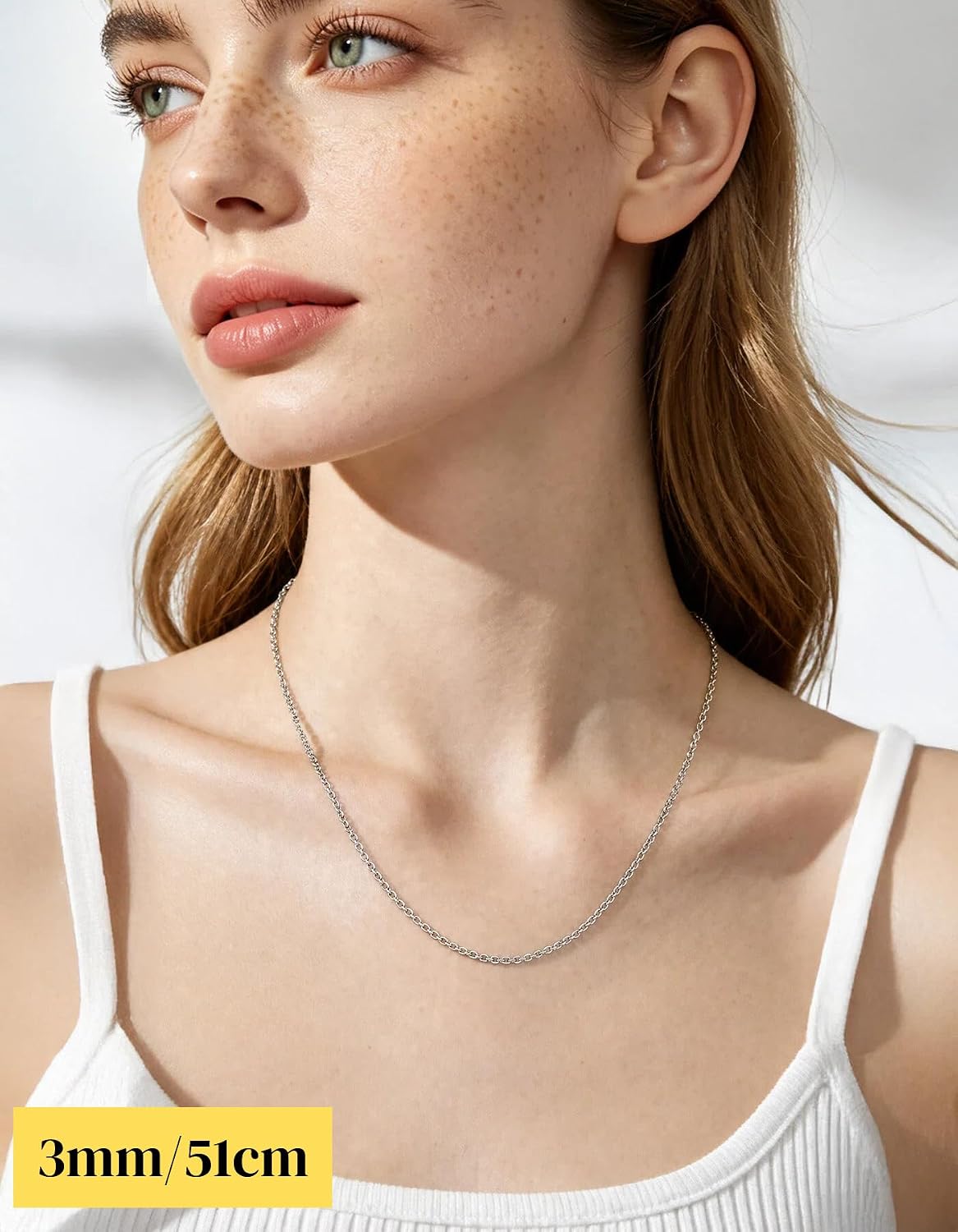 Detalle de ChainsHouse Rolokette Edelstahl – 3/5/7/9/12 mm breit, 46–76 cm, O-Kette/Ankerkette