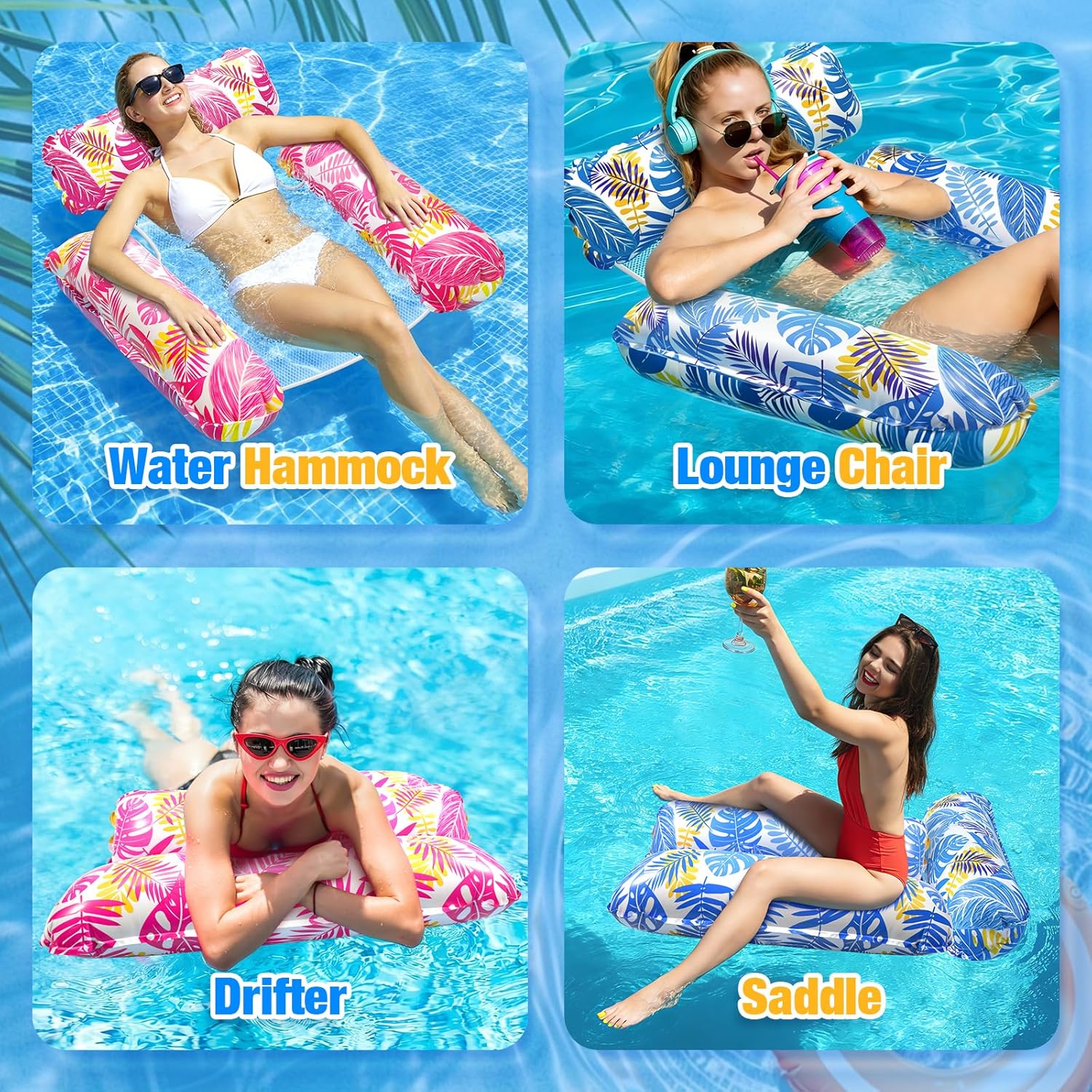 Thumbnail 5 de Dusor 2 Pack 4-in-1 Pool Inflatable Hammocks: Versatile Water Loungers for Adults & Kids