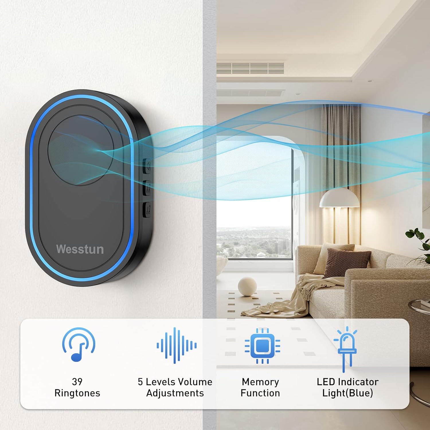 Thumbnail 2 de Wesstun Wireless Doorbell with IP67 IP67 Waterproof Plug-in Kit