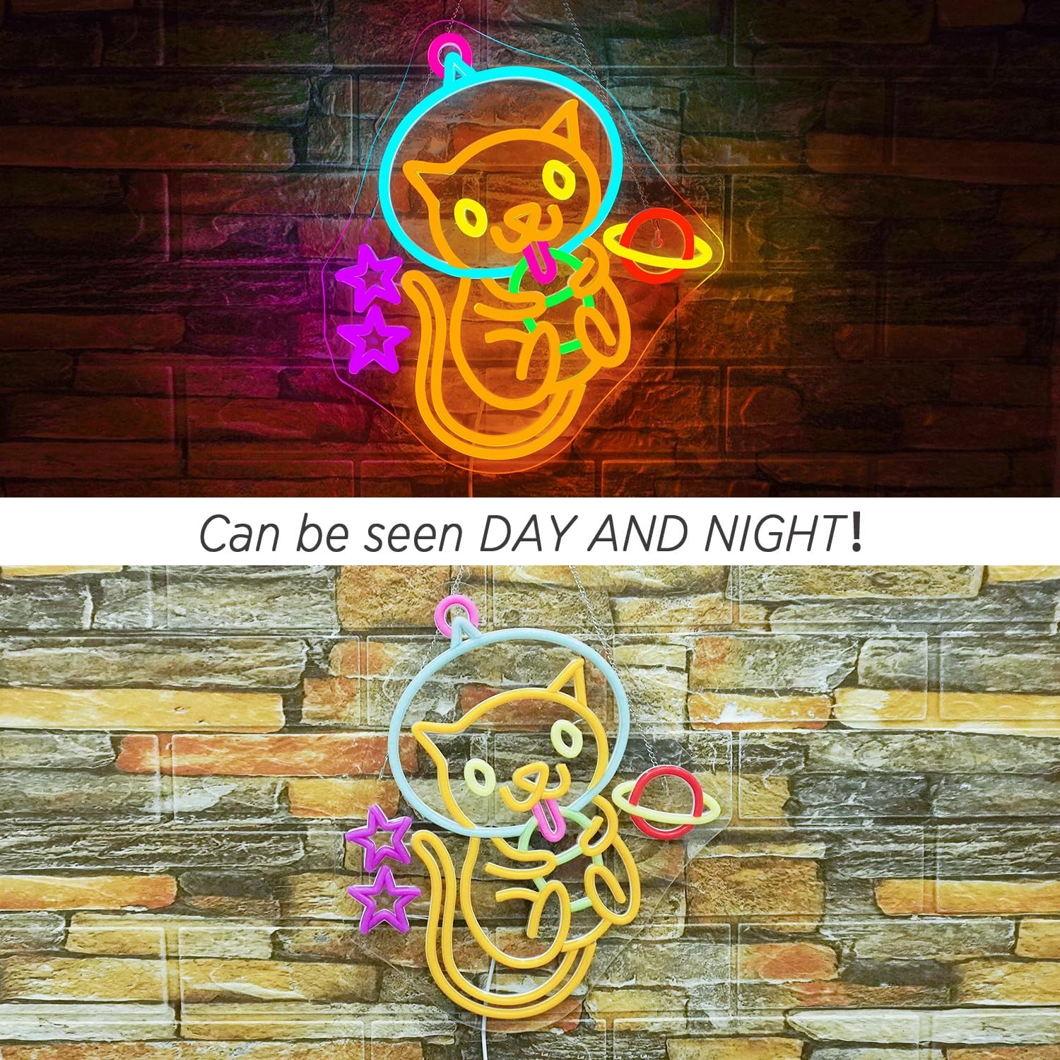 Detalle de ineonlife Astronaut Milk Tea Cat neon sign (dimmable, USB powered) for wall decor