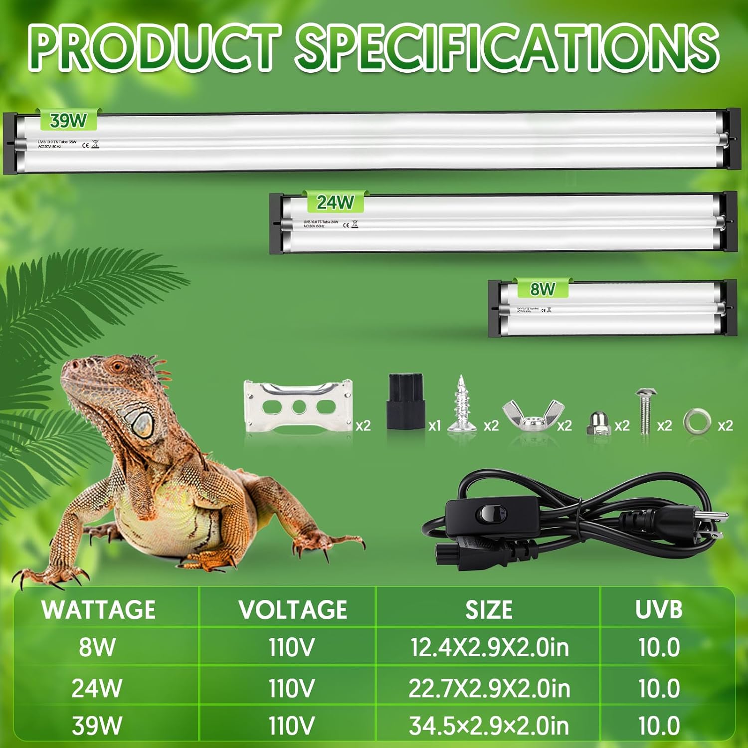 Detalle de QZQ T5 UVB Reptile Light Fixture 8W 10.0 UVB