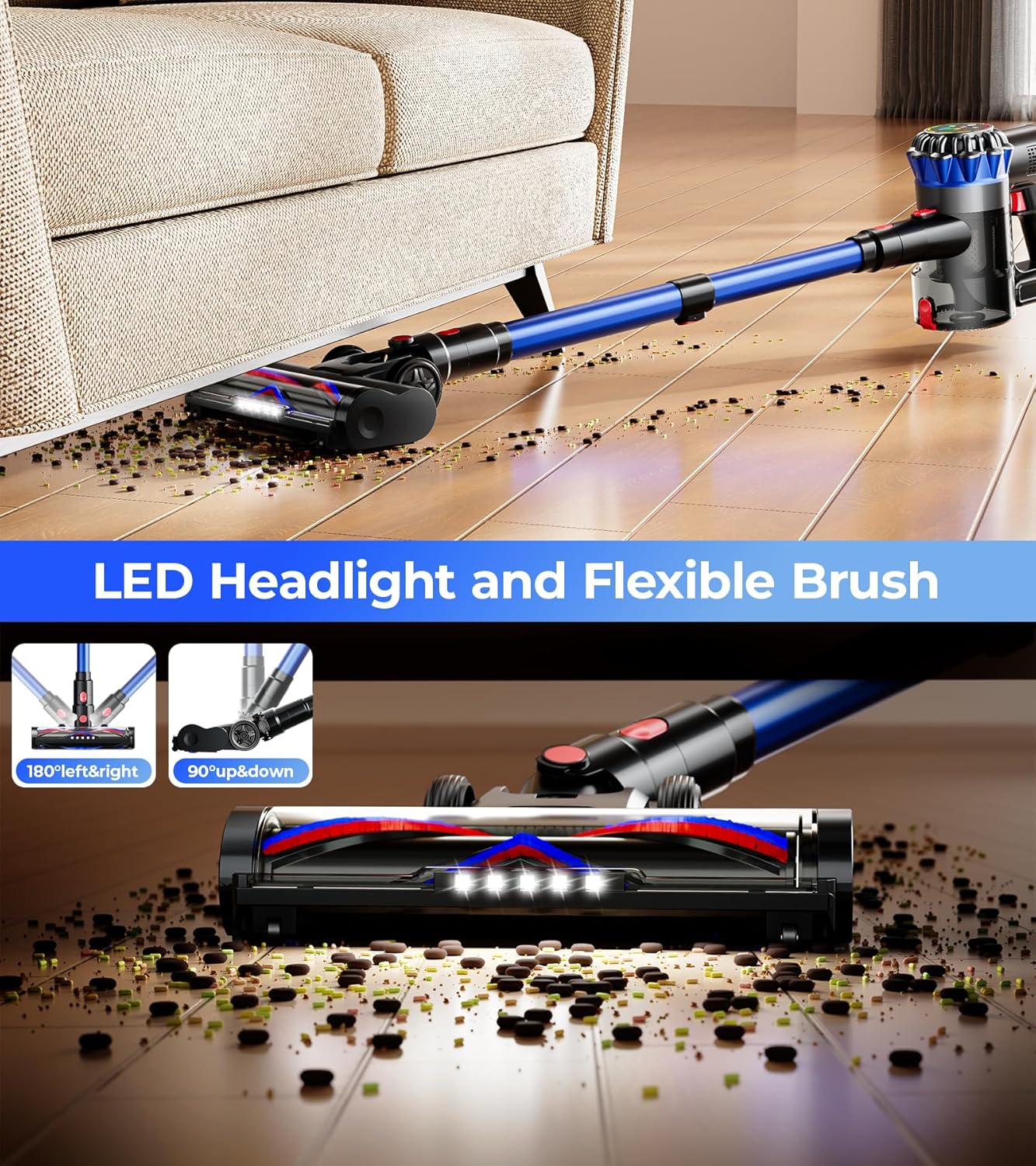 Thumbnail 6 de HFFLH Cordless Vacuum Cleaner: 600W Power, 50KPa suction, 65-Min Runtime