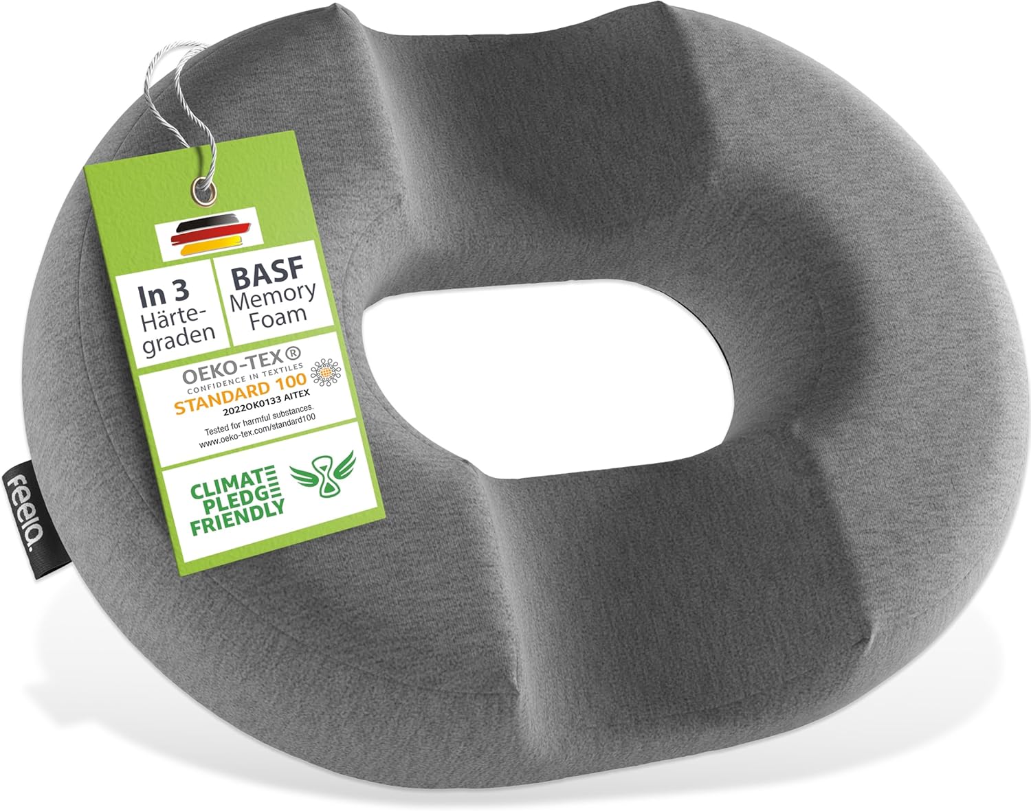 feela.® Orthopädischer Sitzring mit Loch, 3 Härtegrade – Kühlgel-Memory-Schaum für Hämorrhoiden & Entlastung