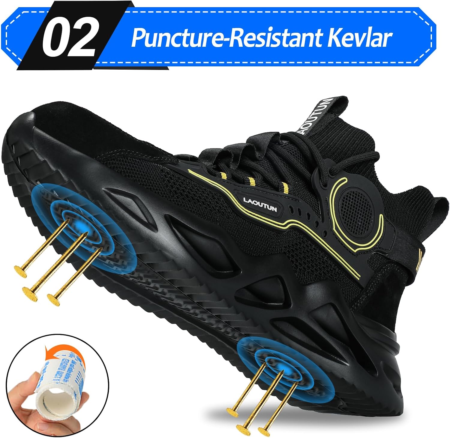 Detalle de LAoutun Safety Trainers steel toe protective work shoes