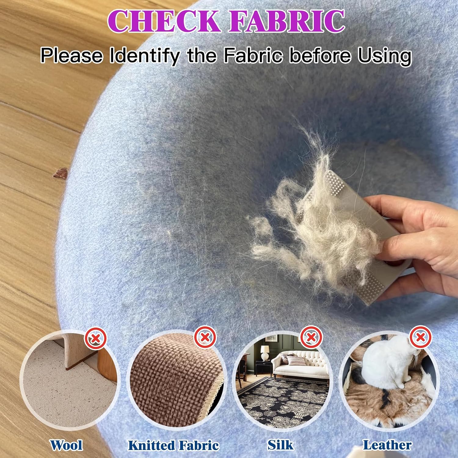 Detalle 2 de Double-Sided Carpet Rake with 57" Long Handle for Dog Hair Removal