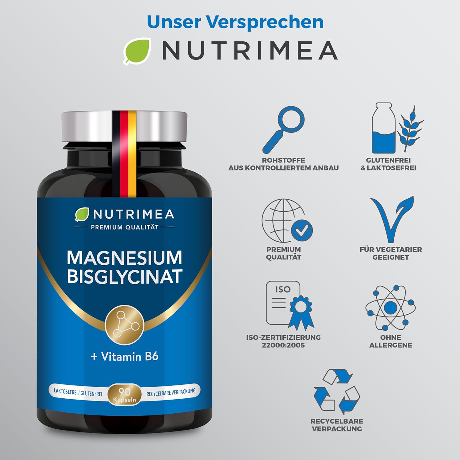 Thumbnail 2 de Nutrimea Magnesium Bisglycinat Premium + Vitamin B6 (300 mg) – vegan, ohne Zusätze