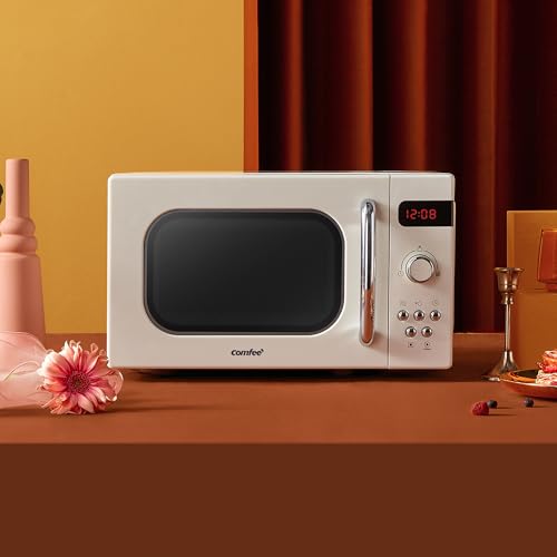 Detalle de COMFEE' Micro-ondes rétro CMSRO 20L – 800 W, 8 menus prédéfinis, Crème d'abricot