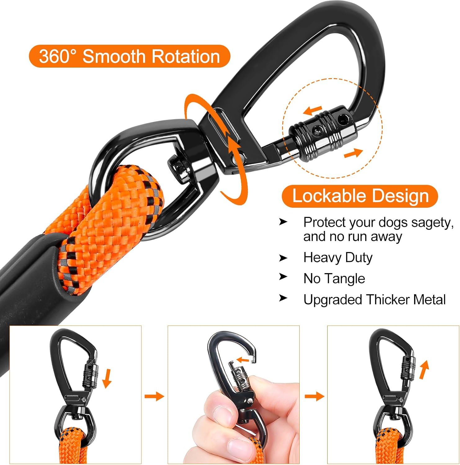 Detalle de Kdsvakd Long Rope Dog Lead (4.5m / 15ft) with Swivel Hook and Padded EVA Handle