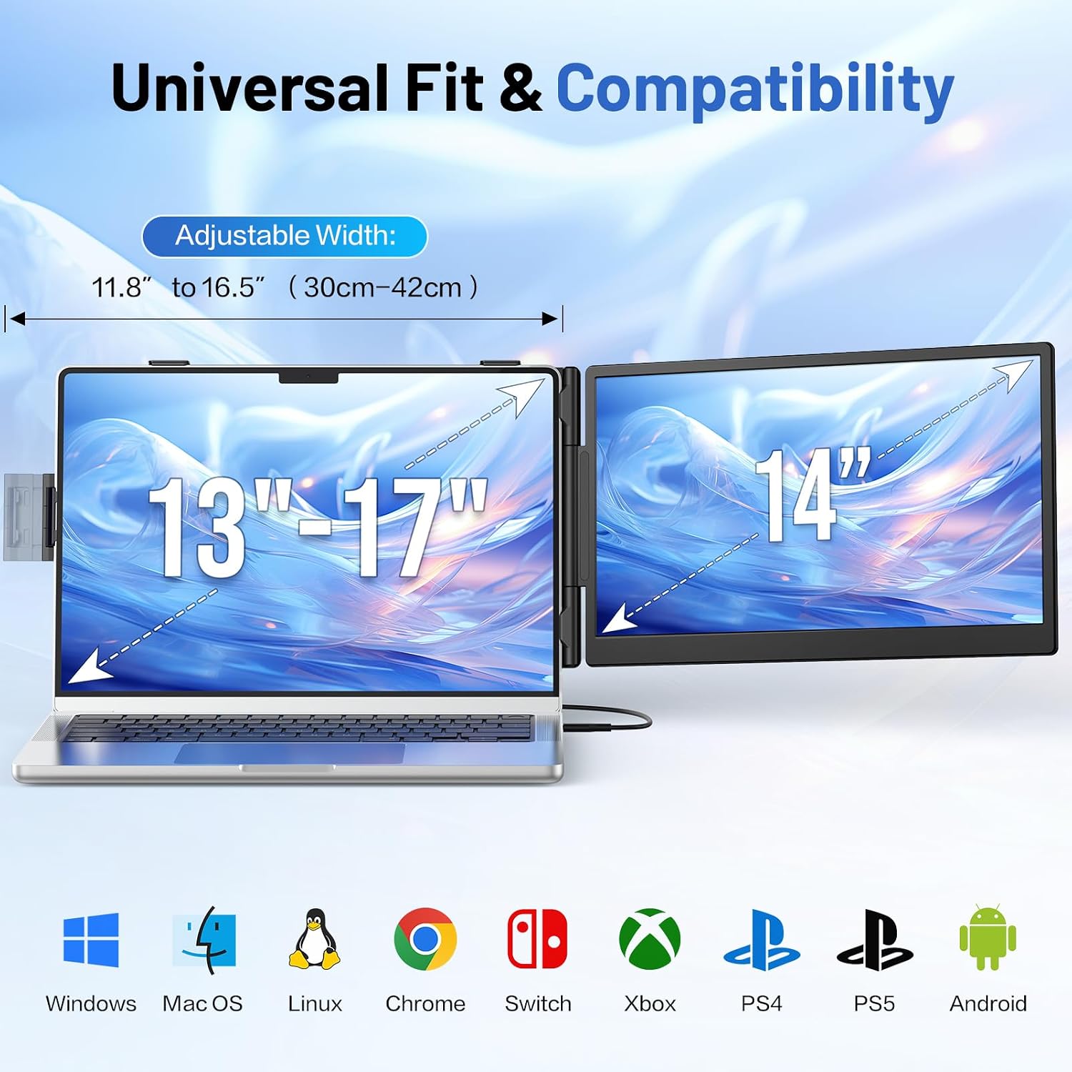 Thumbnail 6 de Anyking 14” FHD Laptop Screen Extender: Portable Dual Monitor for 13–17.3” Laptops