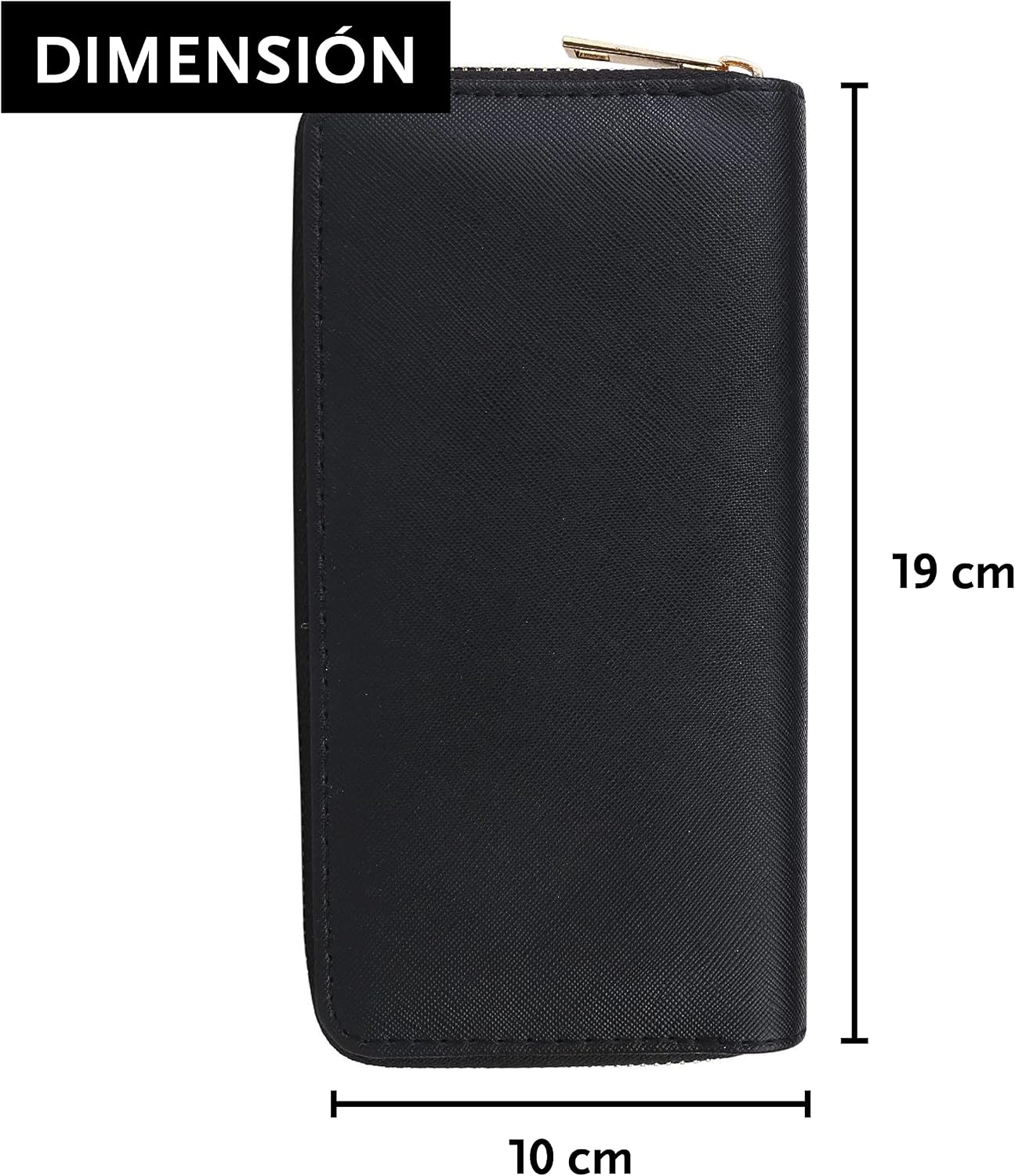 Detalle 1 de DonDon Monedero Unicolor Negro 19 cm