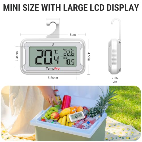 Thumbnail 9 de TempPro Digital Fridge Thermometer 2-pack: Waterproof, -20°C to 50°C, easy-read LCD
