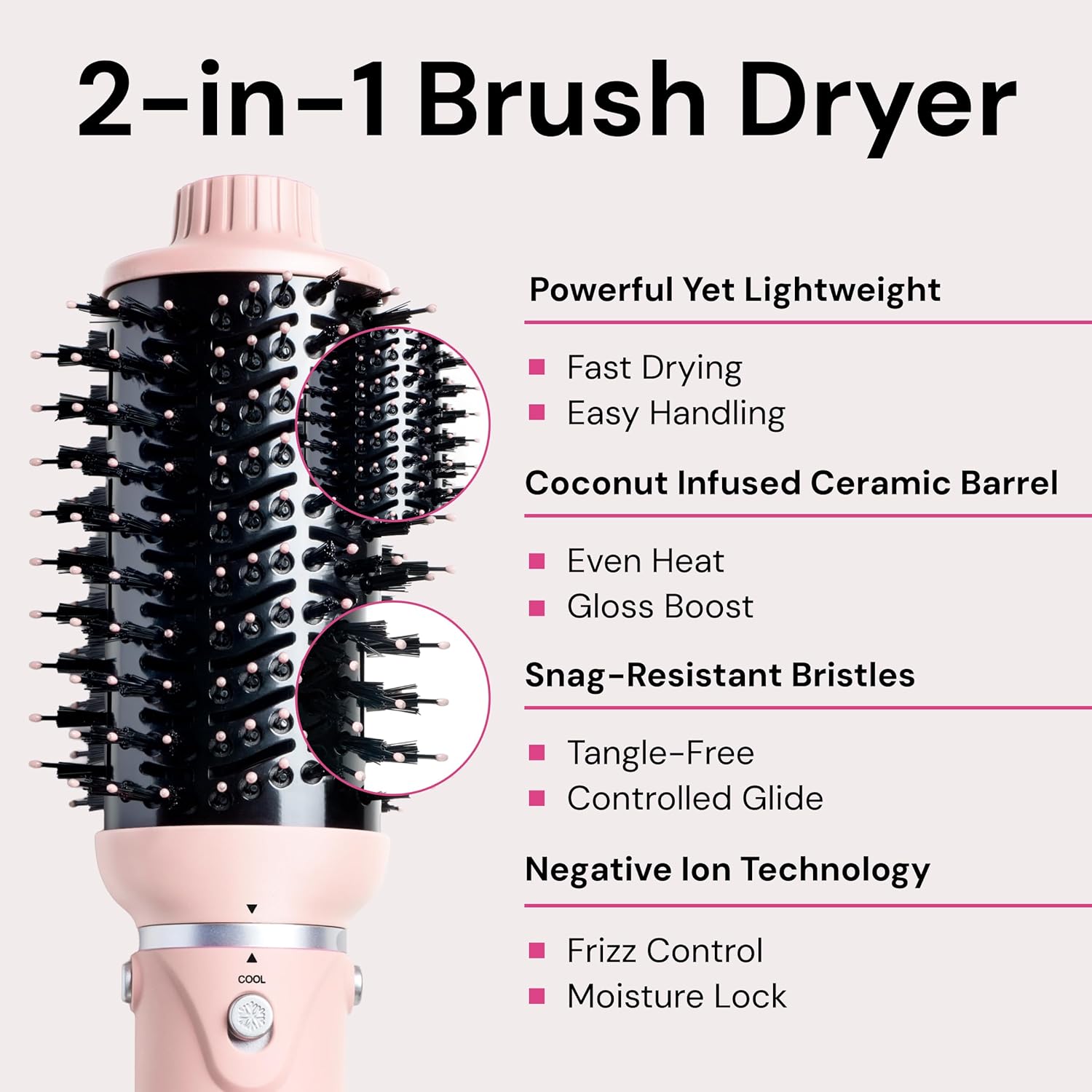 Thumbnail 4 de L’ANGE HAIR VolumeBoost 60mm 2-in-1 Ceramic Volumizing Brush Dryer (Blush) — fast drying blowout styling