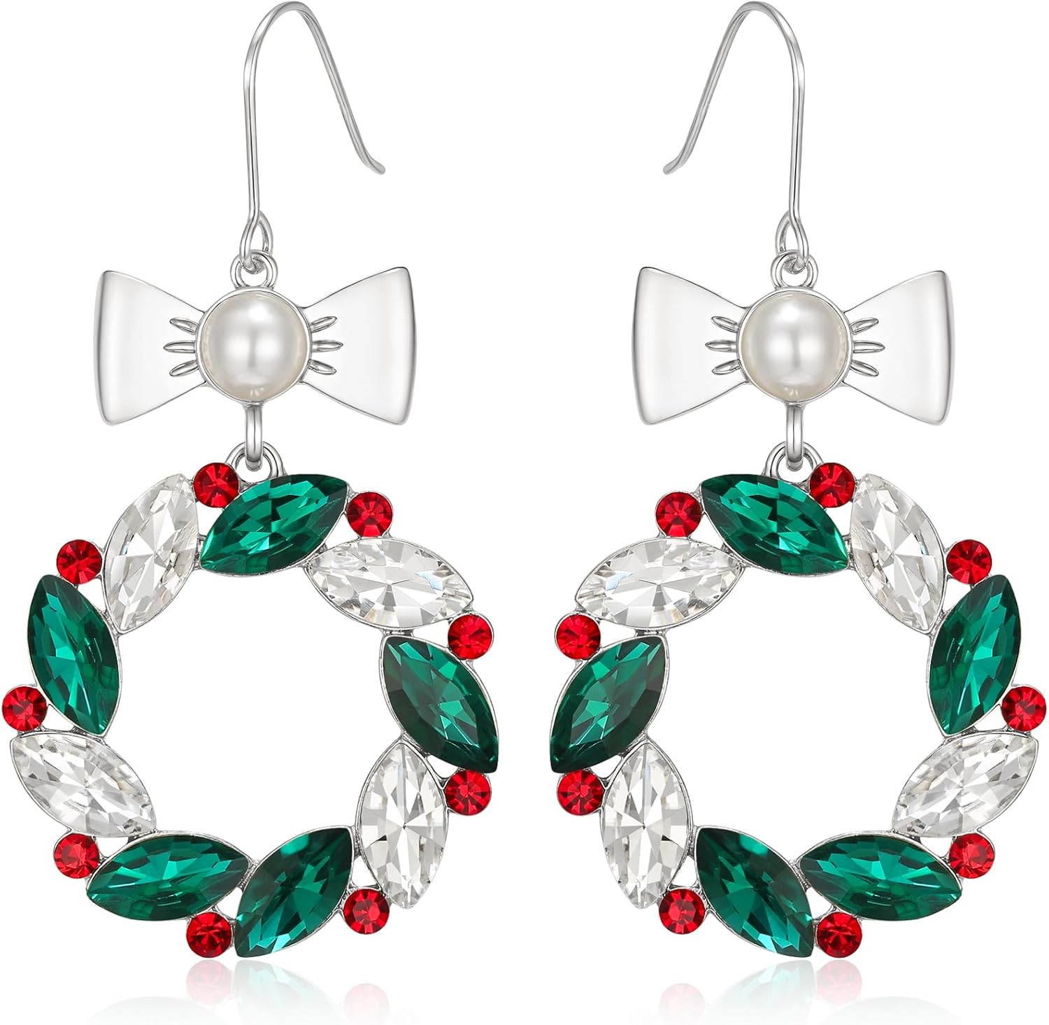 Detalle de Clearine Femme boucles d’oreilles de Noël « étoile / arbre » – série festive, bijou délicat en cadeau
