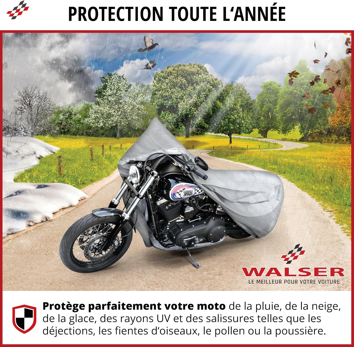 Thumbnail 1 de WALSER All Weather Basic L bâche Moto 250x100x130 cm 🏍