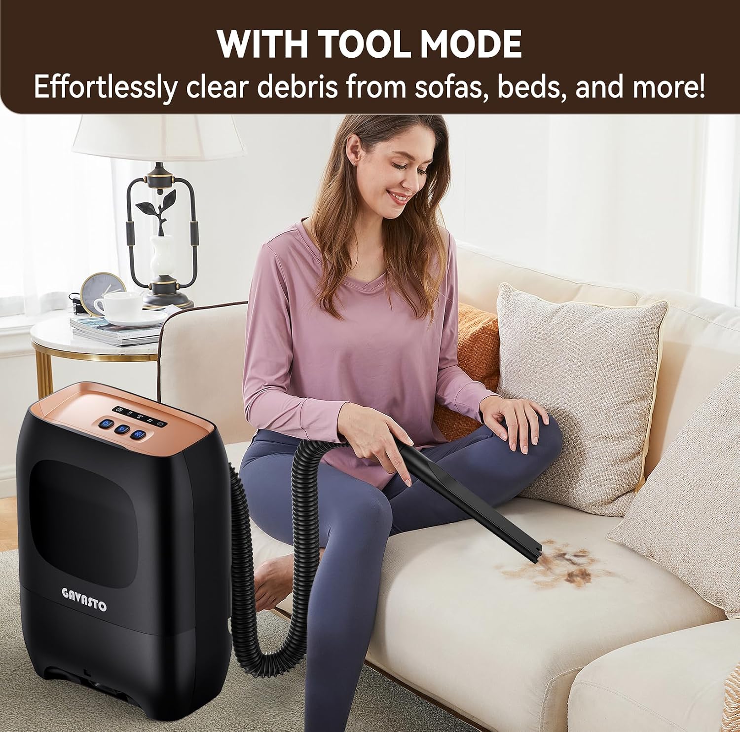 Detalle de GAVASTO Pro Touchless Automatic Dustpan Vacuum (1500W) — Bagless, Auto Sensors, for Pet Hair & Messes