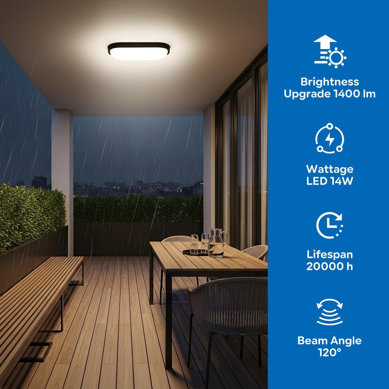 Detalle de ANWIO Lampada da Parete Nero – Applique LED Esterno in 2 Unità, 14W, 1400lm, 4000K, IP54