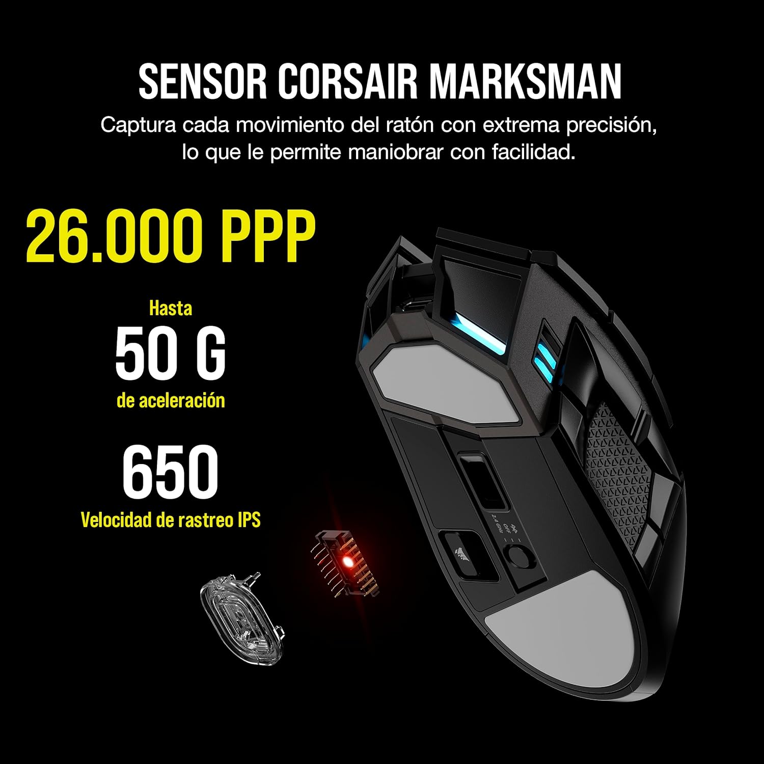 Thumbnail 5 de Corsair DARKSTAR Ratón Inalámbrico RGB para Juegos 🎮 - 15 Botones