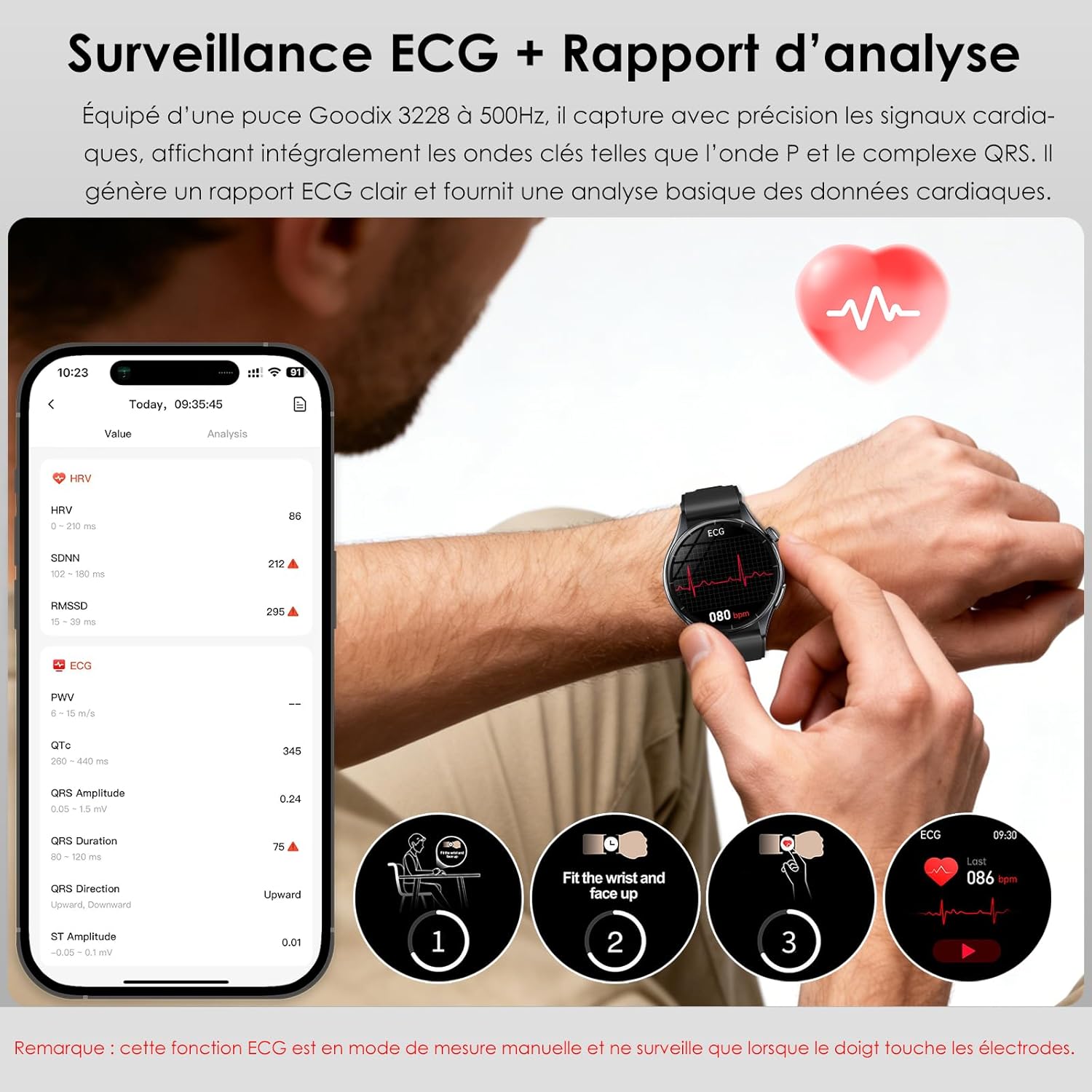 Thumbnail 2 de Montre Connectée Homme 2026 avec ECG, Pression artérielle et Suivi Santé – 1,56'' AMOLED, LED, Bluetooth SOS