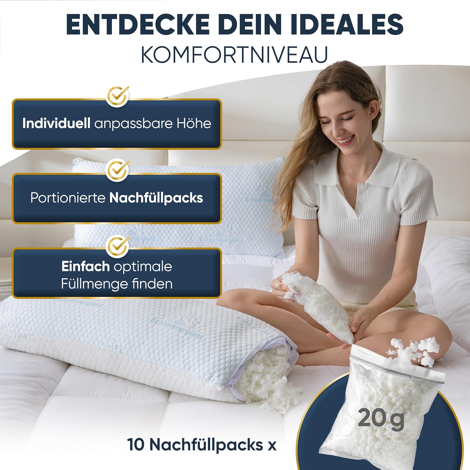 Thumbnail 2 de Memory Foam Nackenkissen 40x80 höhenverstellbar – ergonomische Unterstützung gegen Nackenschmerzen