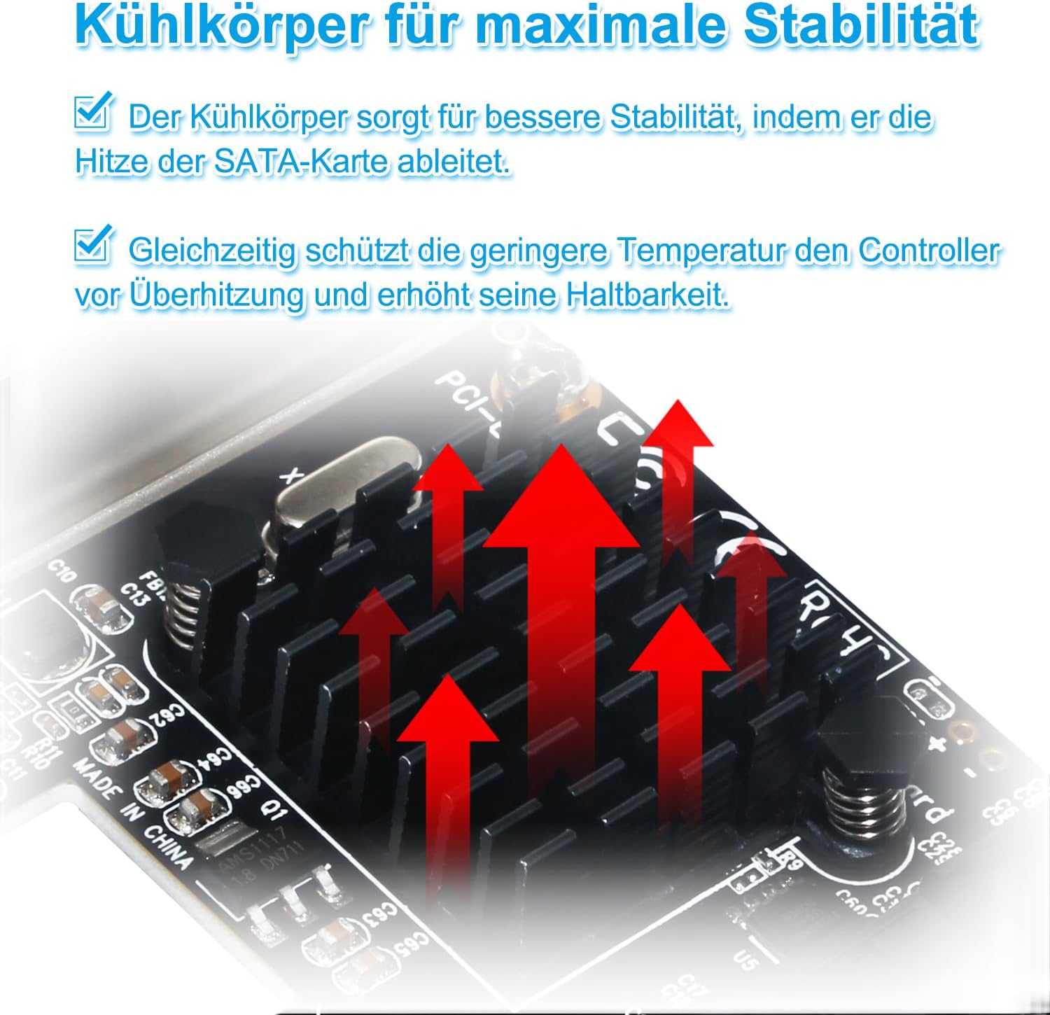 Thumbnail 2 de Ziyituod PCIe-zu-SATA-Adapterkarte mit 4 Ports (SATA 3.0, 6 Gbit/s) inkl. Low-Profile-Halterung
