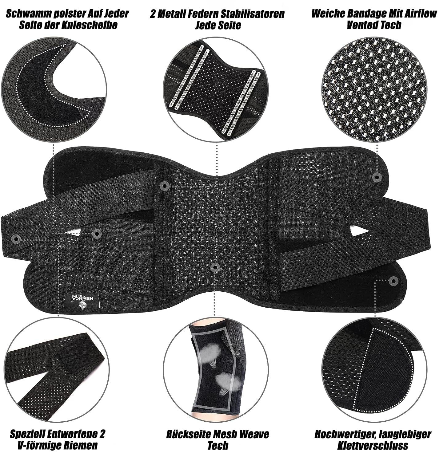 Thumbnail 1 de NEENCA Knieschmerzen Bandage mit Luftgitterstoff – Kniestütze mit Stabilisatoren und offener Patella für Meniskus, ACL & Arthritis