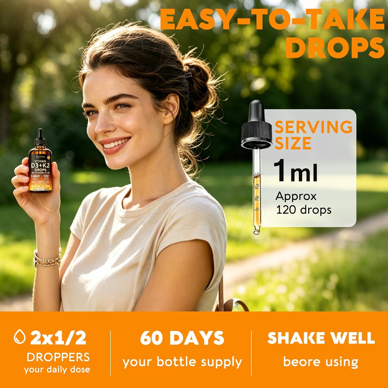 Thumbnail 5 de JUYIHEAL 4-in-1 Vitamin D3 K2 Drops, 120 mL, Orange-Flavoured