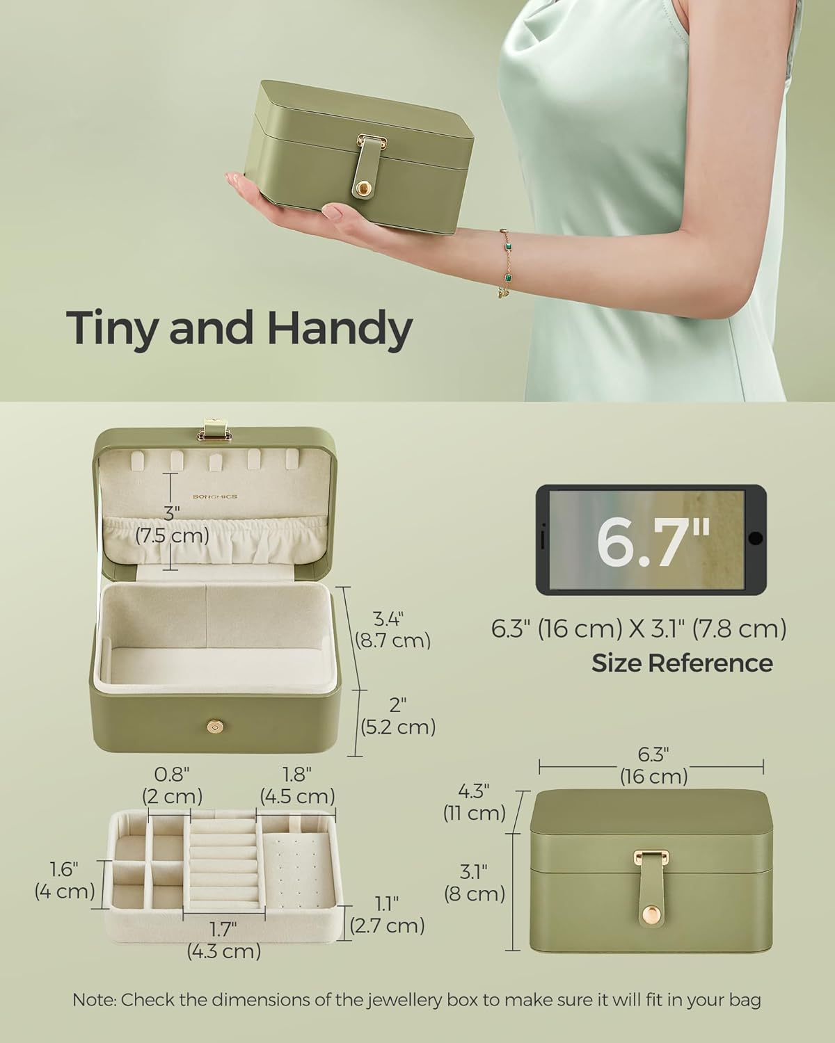 Thumbnail 2 de SONGMICS JBC166C02 11 x 16 x 8 cm jewellery box