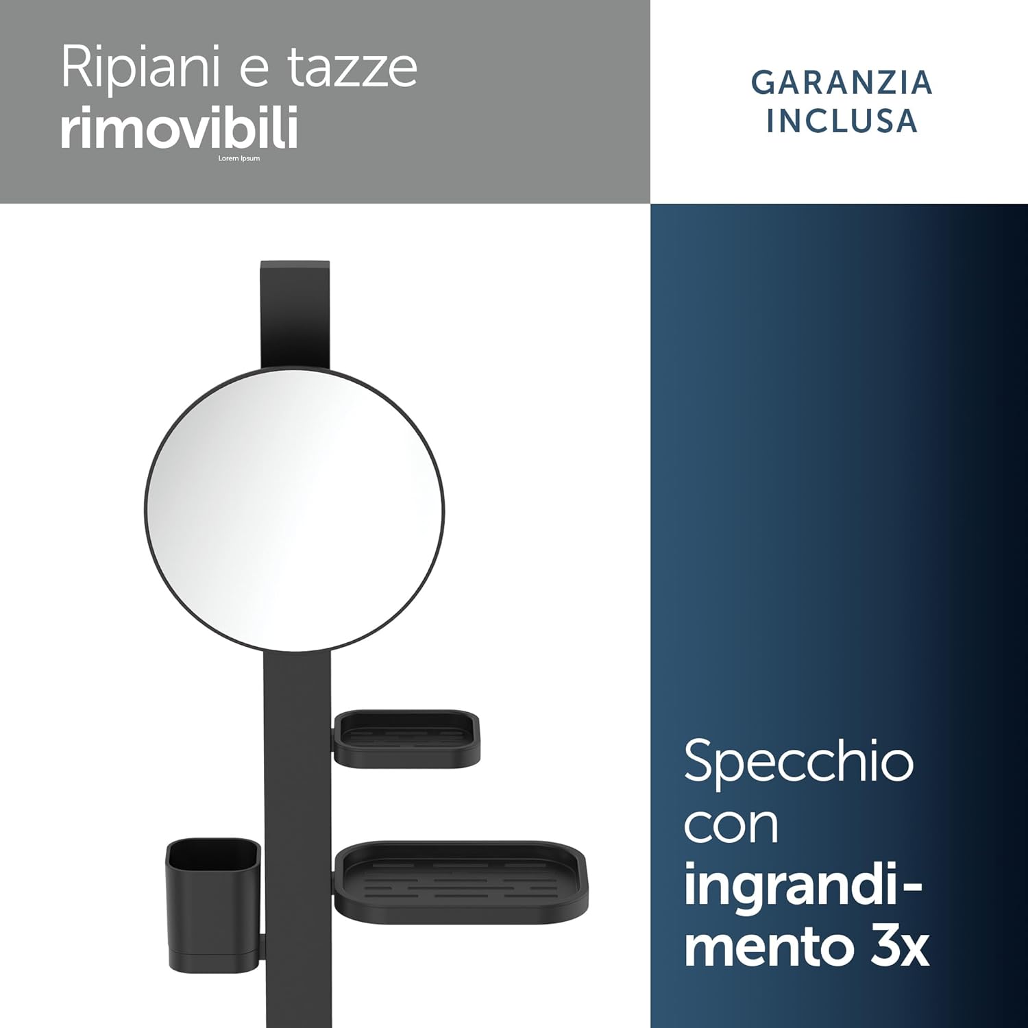 Thumbnail 3 de Ideal Standard Alu+ Barra multifunzione: combinazione di accessori S con specchio Ø205 mm