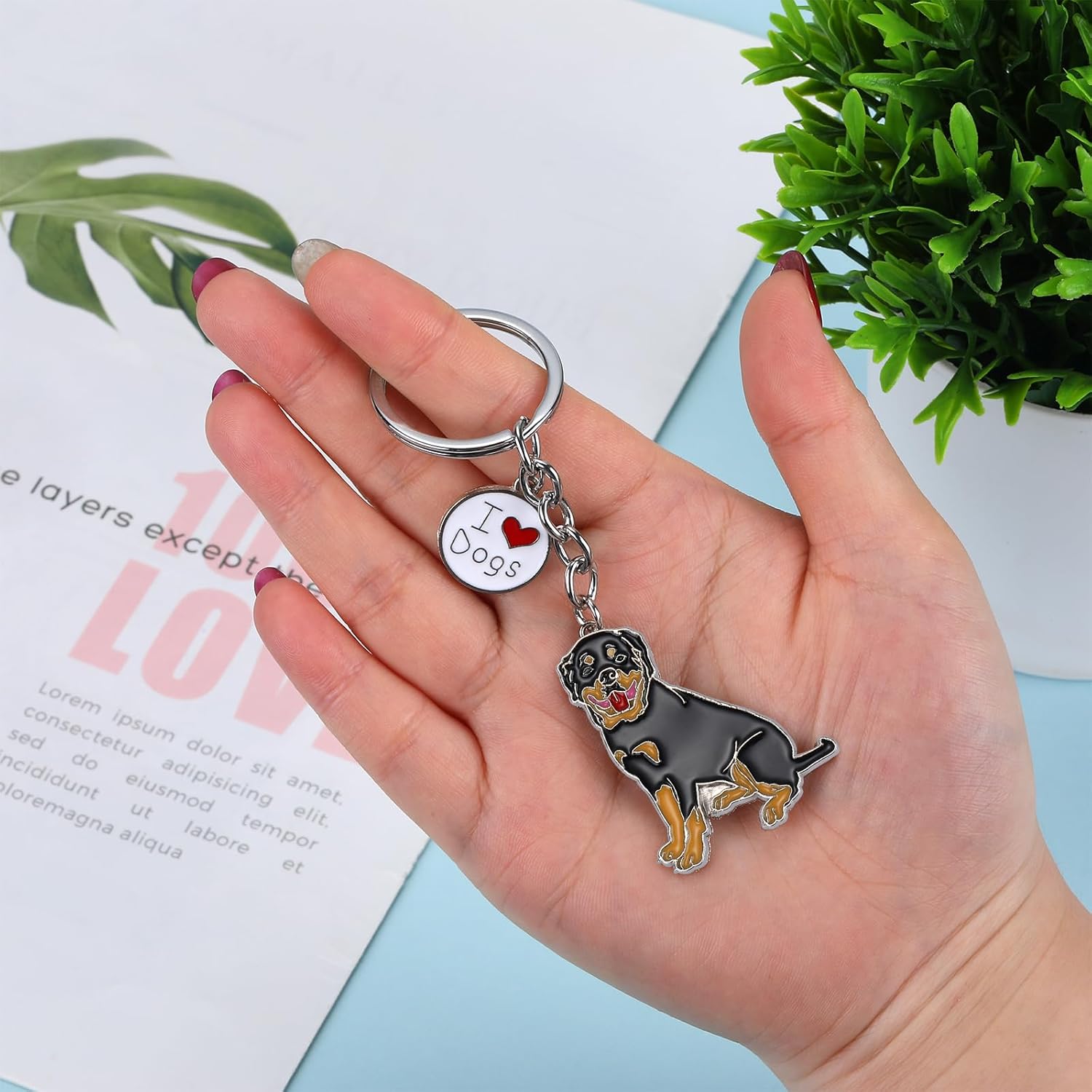 Detalle 2 de WEWAYSMILE Dog Key-Ring Keychain – Small Metal Pup Charm for Cars, Bags and Keys