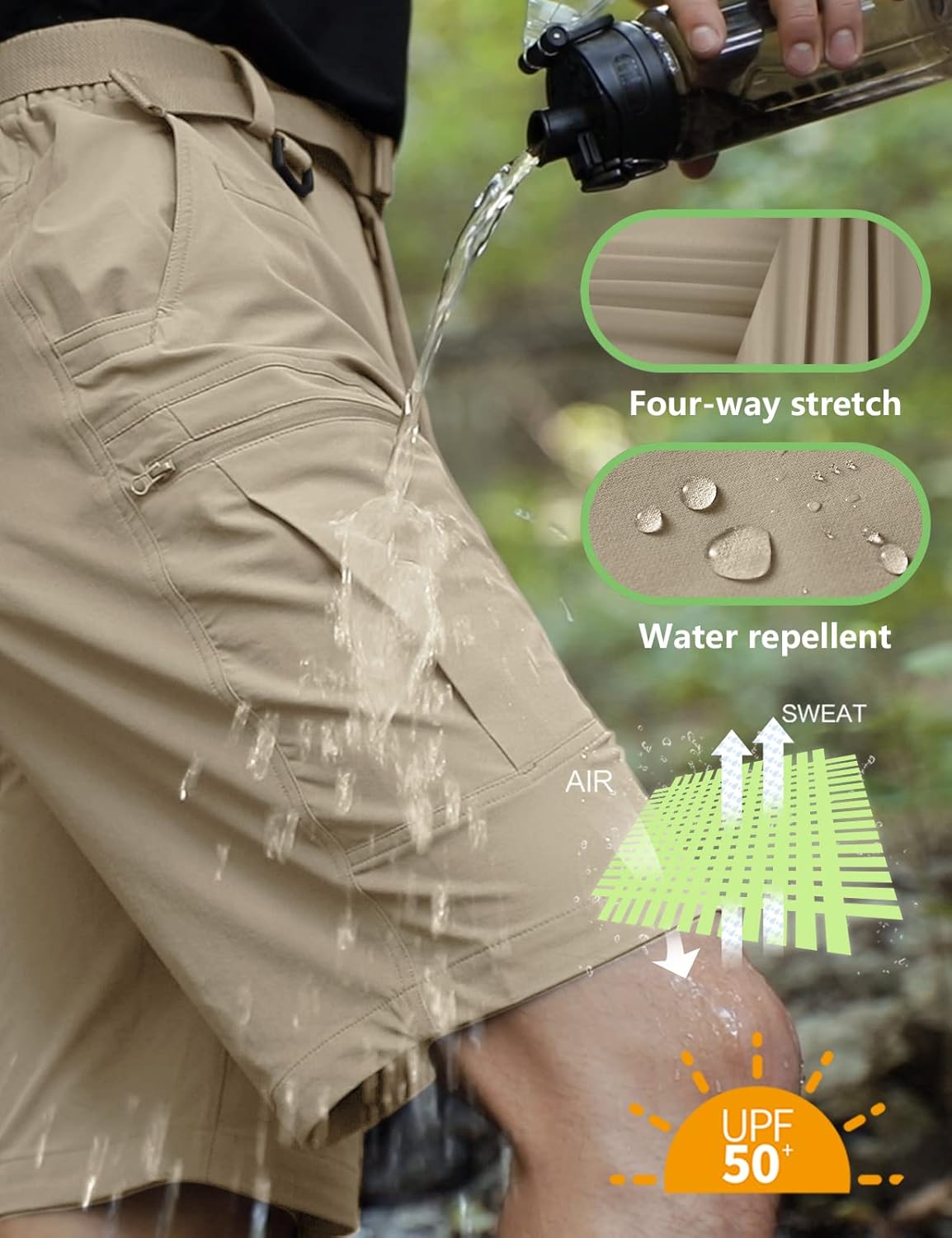 Thumbnail 2 de Shallowlulu Men's Cargo Hiking Shorts: Water-Resistant, Quick-Dry, Lightweight Tactical Shorts