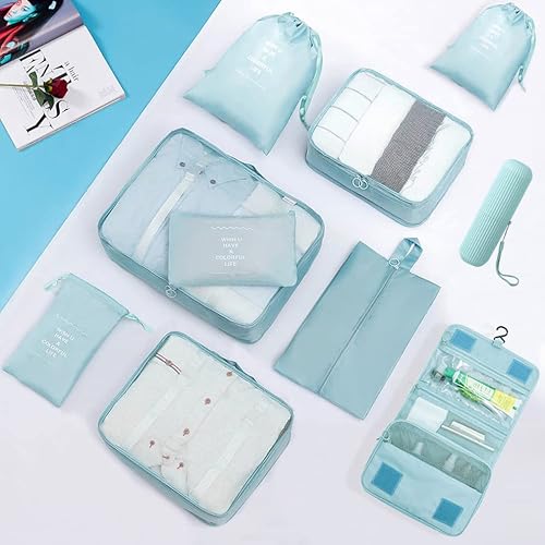 Thumbnail 4 de Toifucos 10pcs Travel Packing Cubes Set – Waterproof, See-Through, Durable Luggage Organisers (Blue)
