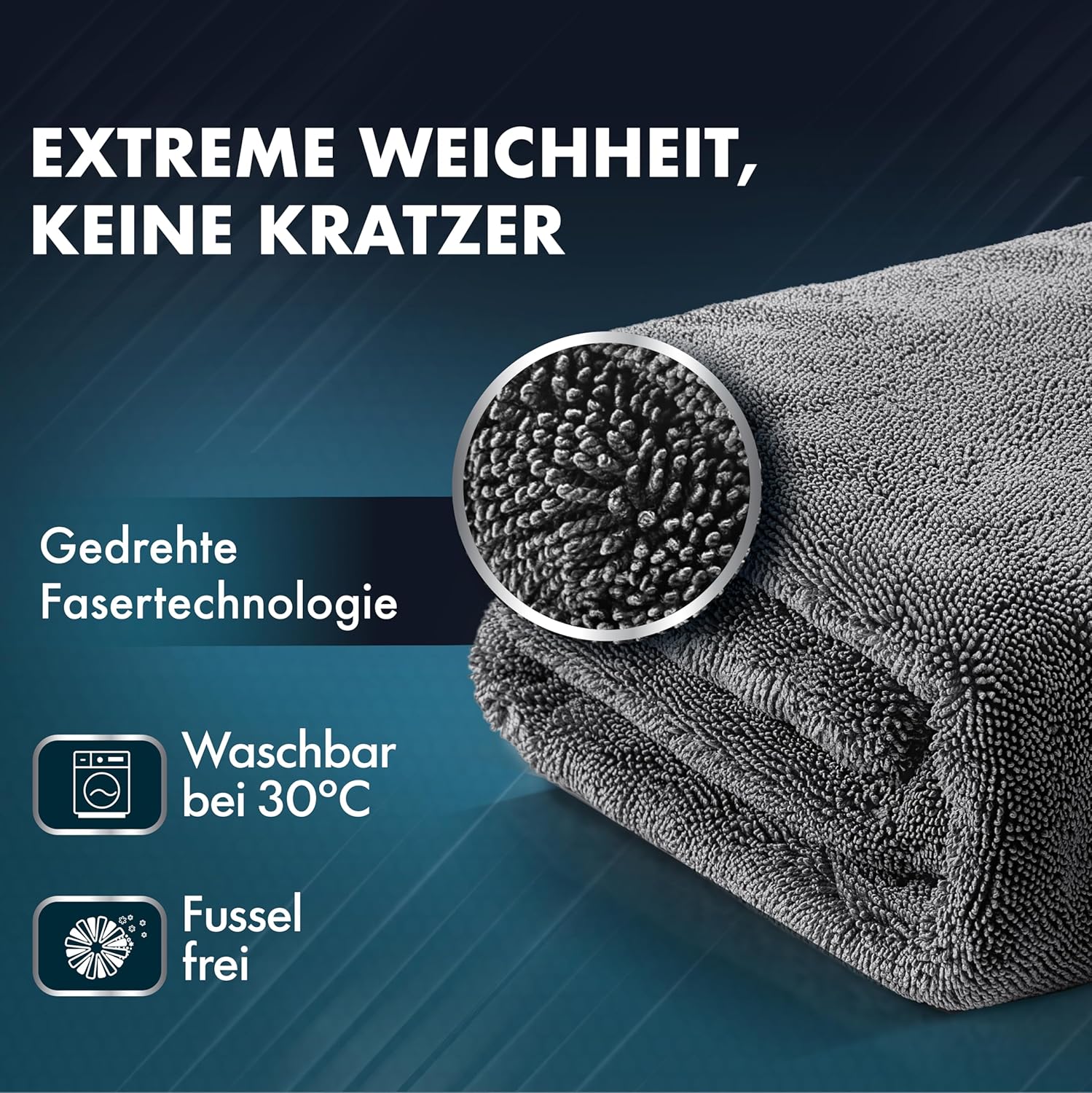 Thumbnail 4 de ZENAKIO Auto Trockentuch XXL 50x80 cm (1800 GSM) – fusselfreies Mikrofasertuch zum Autotrocknen & Motorradpflege