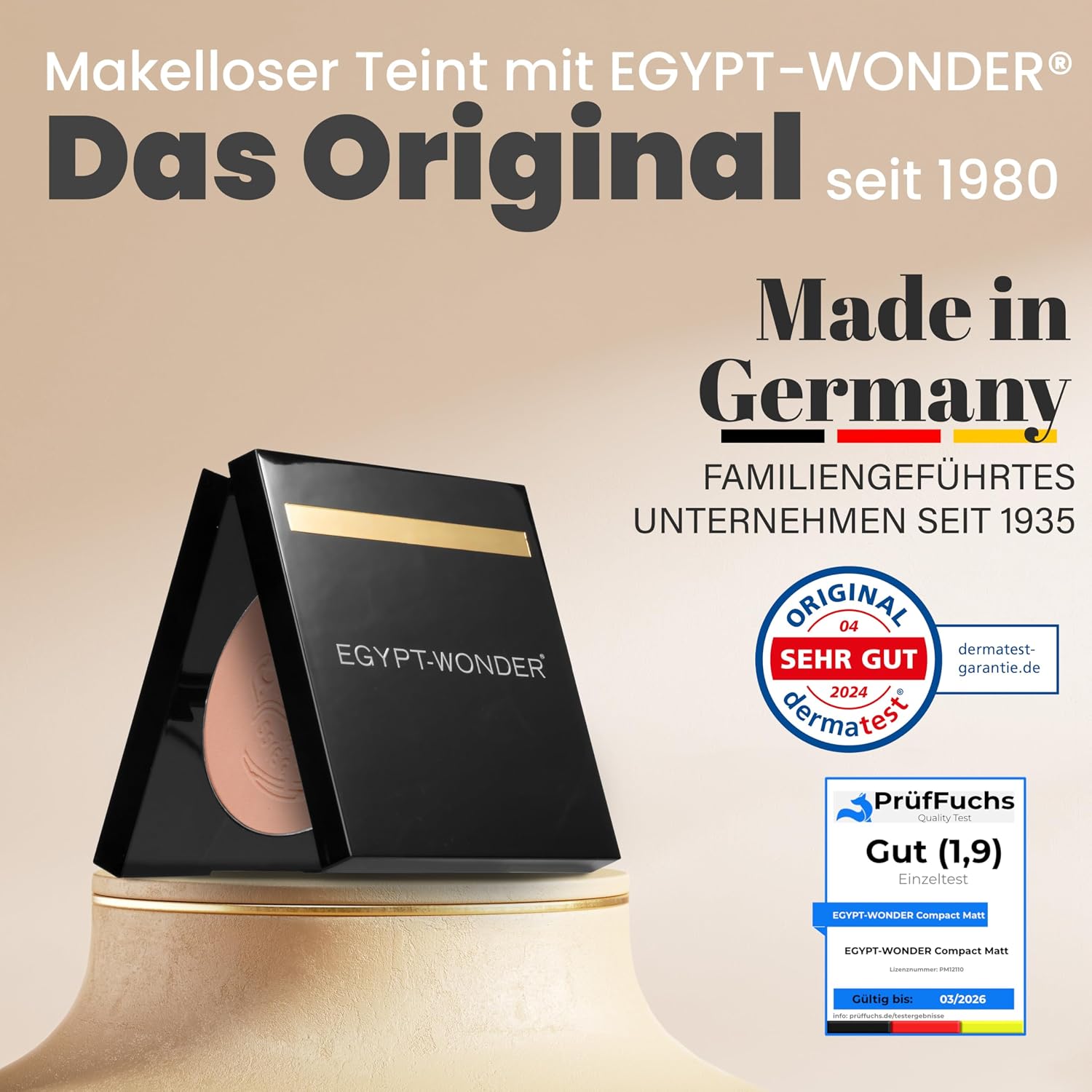 Detalle de EGYPT-WONDER Compact Single Matt Puder – Mineralpuder für einen ebenmäßigen, matten Teint (10 g)
