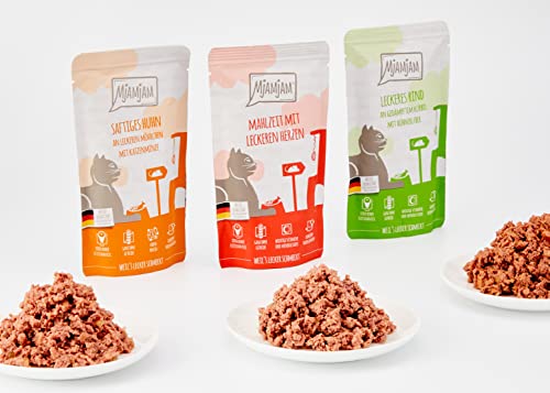 Thumbnail 8 de MjAMjAM Premium Nassfutter für Katzen – Mixpaket I (12 x 125 g) Huhn, Rind, Herzen – getreidefrei, hoher Fleischanteil