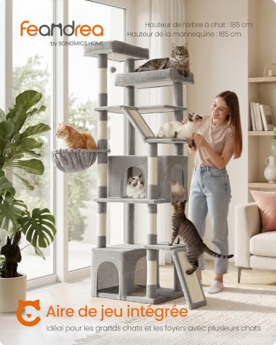 Thumbnail 2 de Feandrea Arbre à Chat Haut 184,5 cm – Tour de Jeux Robuste, Multi-Niveaux pour Chats de Toutes Tailles
