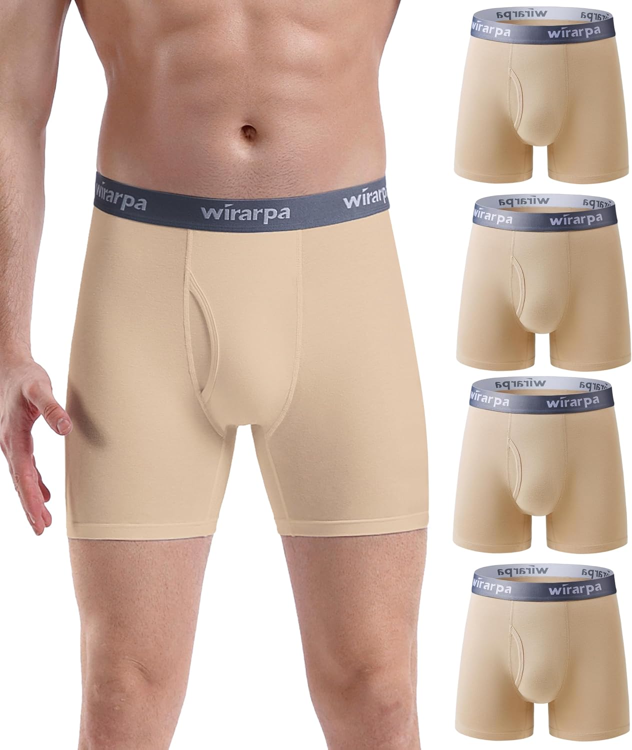 Thumbnail 6 de Wirarpa Boxer Uomo Cotone Elasticizzato – Pacco da 4, mutande da uomo con apertura funzionale