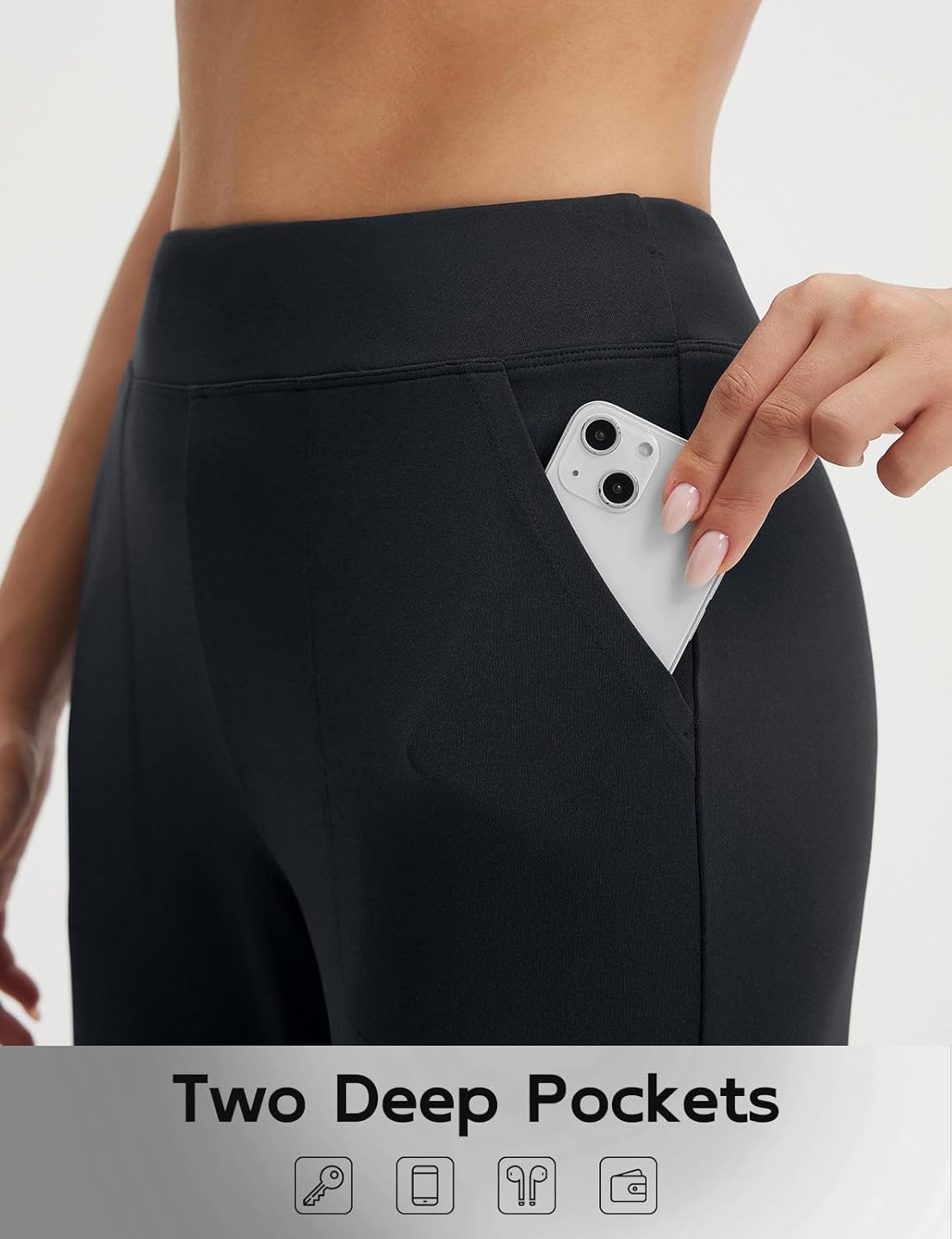 Detalle 2 de Baleaf Women's Capri Pants: High Waisted, Straight-Leg Yoga Capris with Pockets (21")