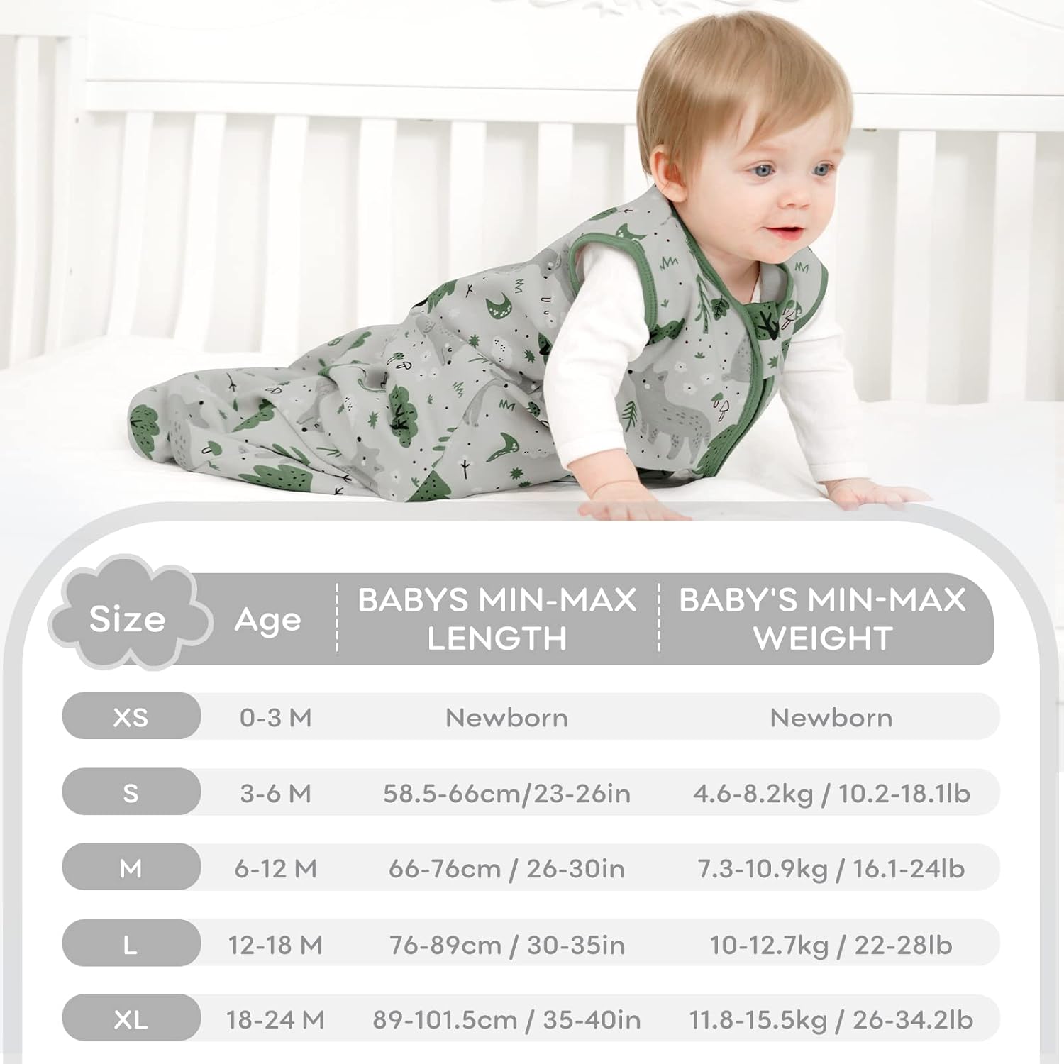 Thumbnail 3 de Yoofoss Baby Sleeping Bag 0.5 Tog – 18-24 Months (3 Pack) in 100% Organic Cotton